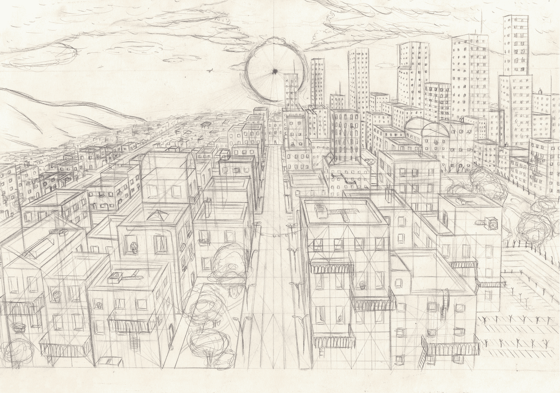 City with 1 Vanishing point